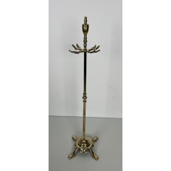 Neoclassical Style Polished Brass Fireplace Companion Set with Ring-Handle Tools on Stand