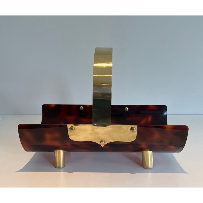 Porte-Bûches en Lucite Façon Écaille de Tortue et Laiton