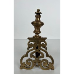 Paire de Chenets en Bronze Ciselé et Fer Forgé de Style Louis XV