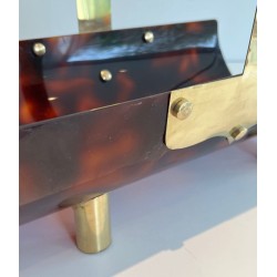 Log Holder in Tortoiseshell-Effect Lucite and Brass