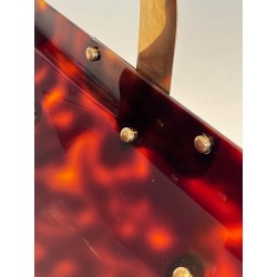 Log Holder in Tortoiseshell-Effect Lucite and Brass