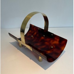 Porte-Bûches en Lucite Façon Écaille de Tortue et Laiton