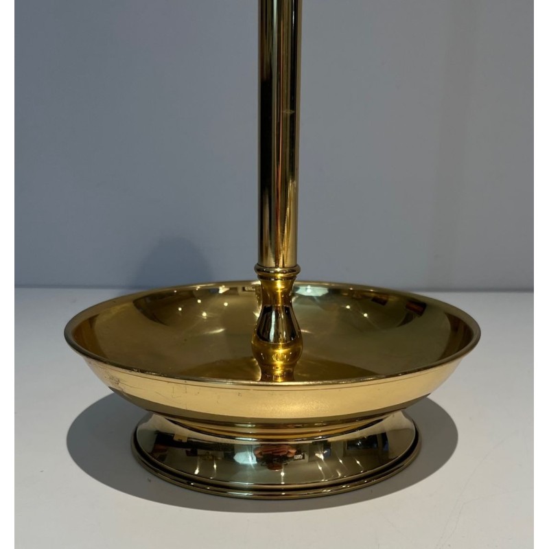 Neoclassical Style Polished Brass Fireplace Companion Set on Columnar Stand with Dish Base