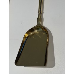 Neoclassical Style Polished Brass Fireplace Companion Set on Columnar Stand with Dish Base