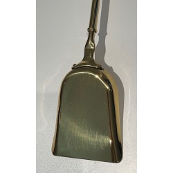 Neoclassical Style Polished Brass Fireplace Companion Set on Columnar Stand with Dish Base