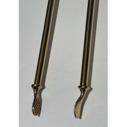 Neoclassical Style Polished Brass Fireplace Companion Set on Columnar Stand with Dish Base