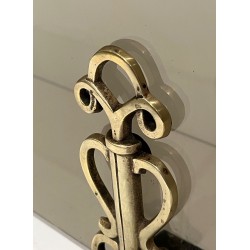 Pare-Feu en Verre Fumé sur Supports en Bronze Art Déco dans le Goût de Raymond Subes