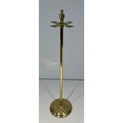 Neoclassical Style Polished Brass Fireplace Companion Set on Stand