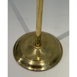 Neoclassical Style Polished Brass Fireplace Companion Set on Stand