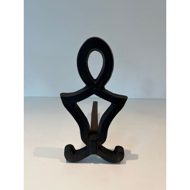 Paire de Chenets en Fonte à Silhouette Figurative Anthropomorphe, de Raymond Subes