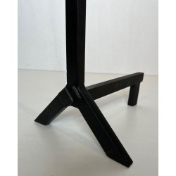 Pair of Modernist Black Iron Andirons with Diamond Finials and Angular Bases