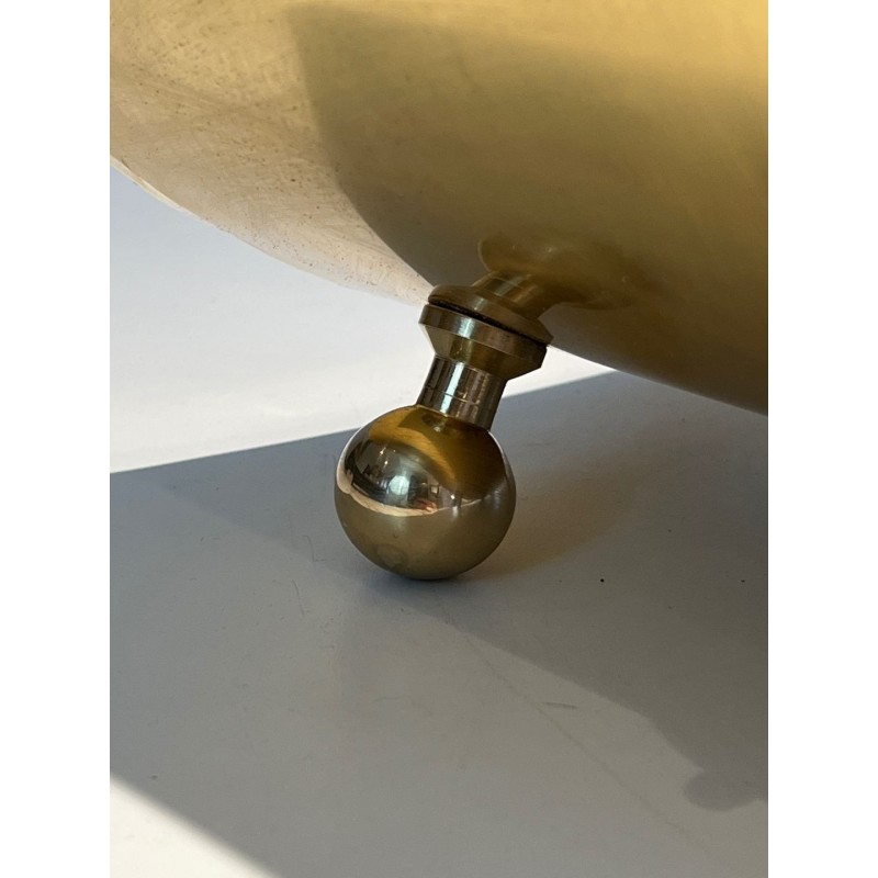 Neoclassical Style Polished Brass Log Holder with Arched Carrying Handle and Ball Feet