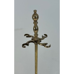 Neoclassical Style Brass Fireplace Companion Set with Stacked Ball Finials on Tripod Stand