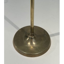 Neoclassical Style Brass Fireplace Companion Set with Stacked Ball Finials on Tripod Stand