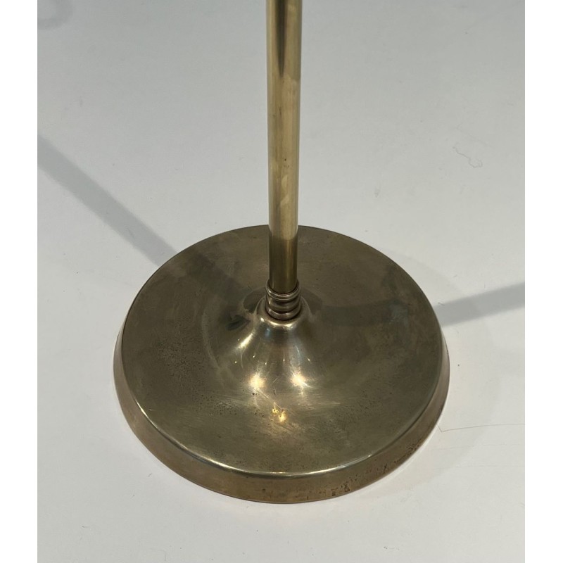 Neoclassical Style Brass Fireplace Companion Set with Stacked Ball Finials on Tripod Stand