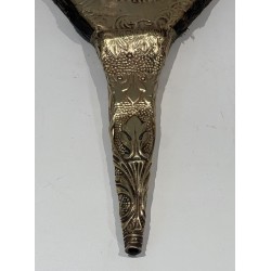 Louis XVI Style Fireplace Bellows in Embossed Brass with Female Figure. France. Circa 1900.