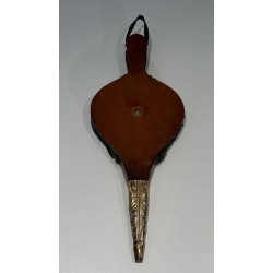 Louis XVI Style Fireplace Bellows in Embossed Brass with Female Figure. France. Circa 1900.