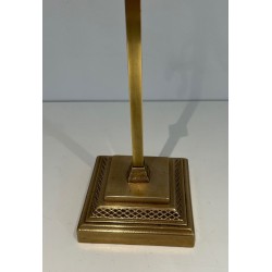 Neoclassical Style Finely Chased Bronze and Brass Fireplace Companion Set with Reticulated Ball Finials. France. Circa 1930.