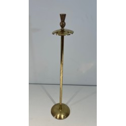 Neoclassical Style Brass Fireplace Companion Set with Pineapple Finials, in the Manner of Maison Jansen. France. Circa 1970.