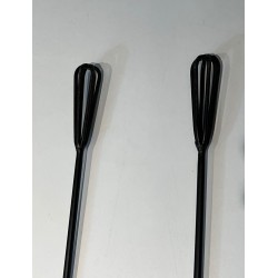 Design Fireplace Companion Set in Black Lacquered Metal and Polished Brass. France. Circa 1970.