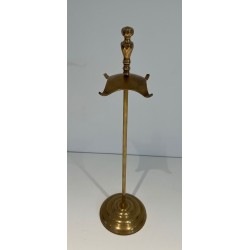 Nécessaire de Feu de Style Néoclassique en Laiton à Arceau Orné de Boules. France. Vers 1970.