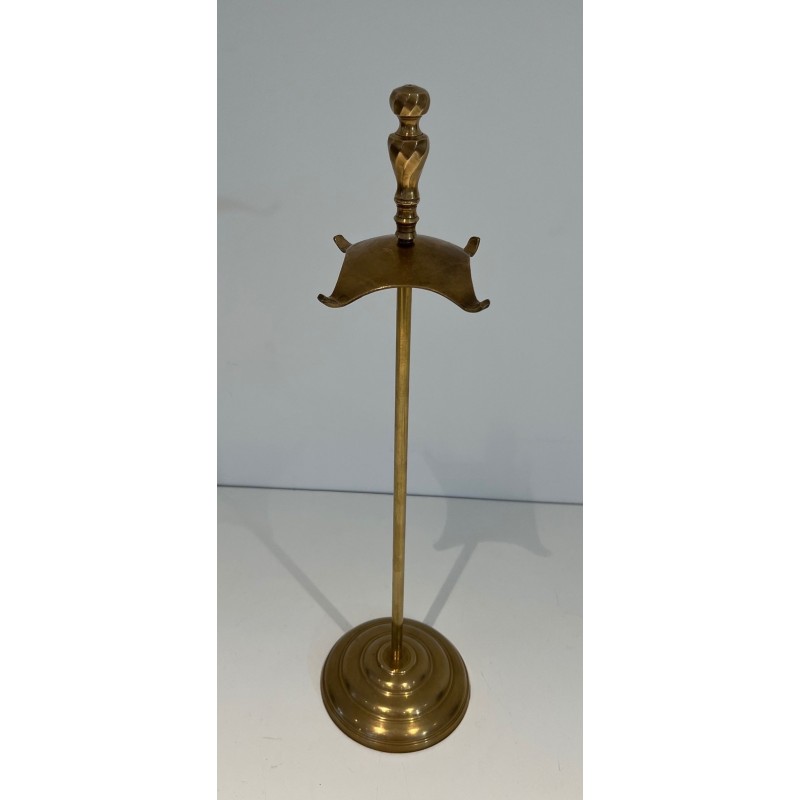 Neoclassical Style Brass Fireplace Companion Set with Arched Ball-Studded Frame. France. Circa 1970.