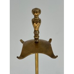 Neoclassical Style Brass Fireplace Companion Set with Arched Ball-Studded Frame. France. Circa 1970.