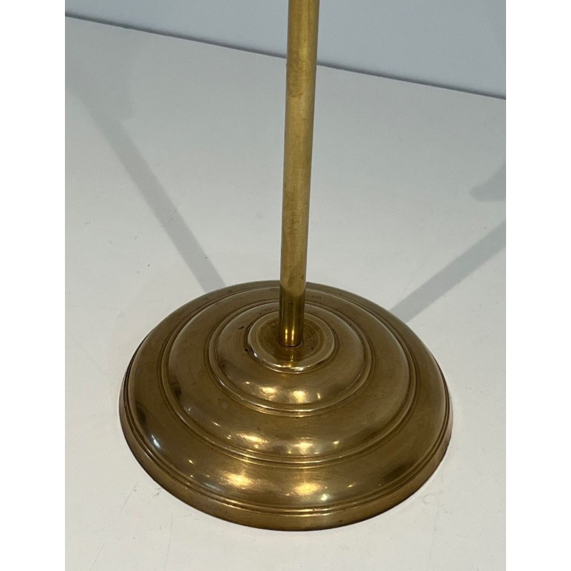 Neoclassical Style Brass Fireplace Companion Set with Arched Ball-Studded Frame. France. Circa 1970.