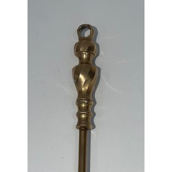 Neoclassical Style Brass Fireplace Companion Set with Arched Ball-Studded Frame. France. Circa 1970.