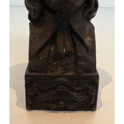 Paire de Chenets en Fonte à l’Effigie de Beethoven. France. Vers 1900.