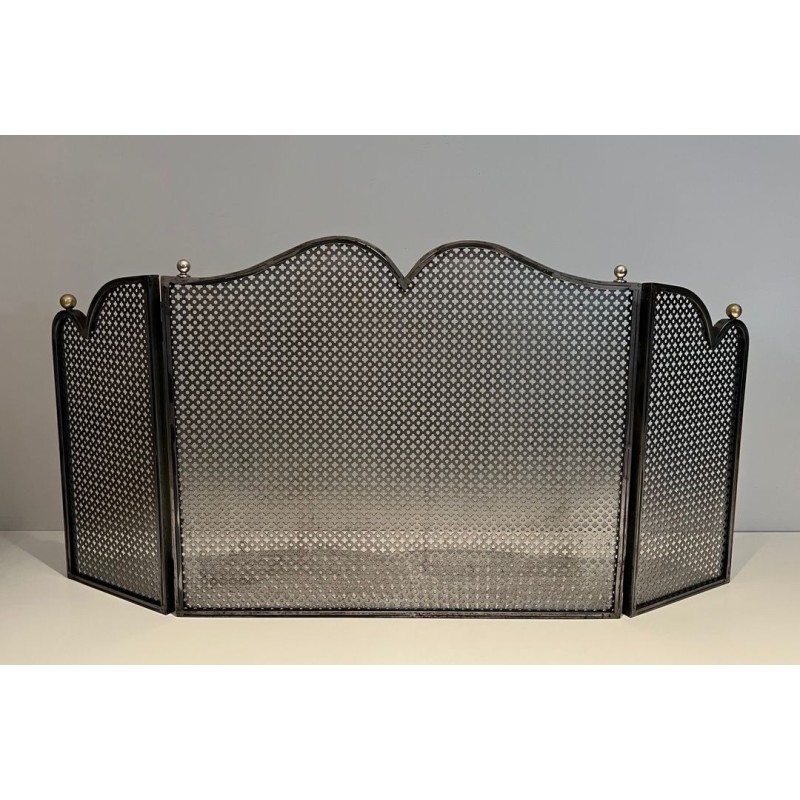 Pare-Feu Moderniste en Acier et Laiton