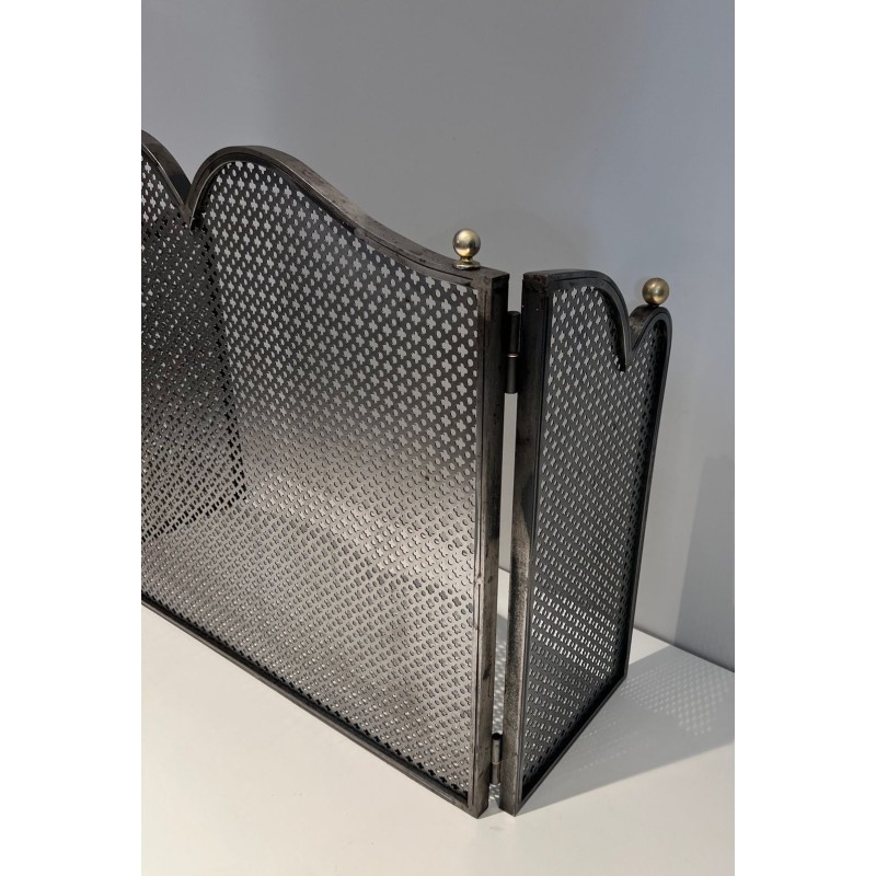 Pare-Feu Moderniste en Acier et Laiton