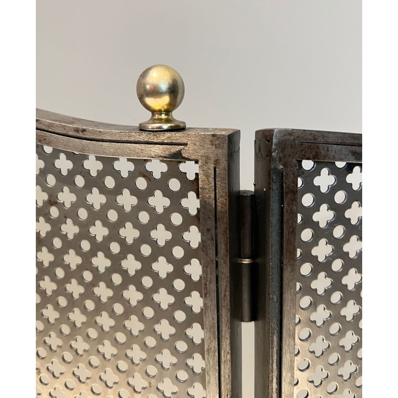 Pare-Feu Moderniste en Acier et Laiton