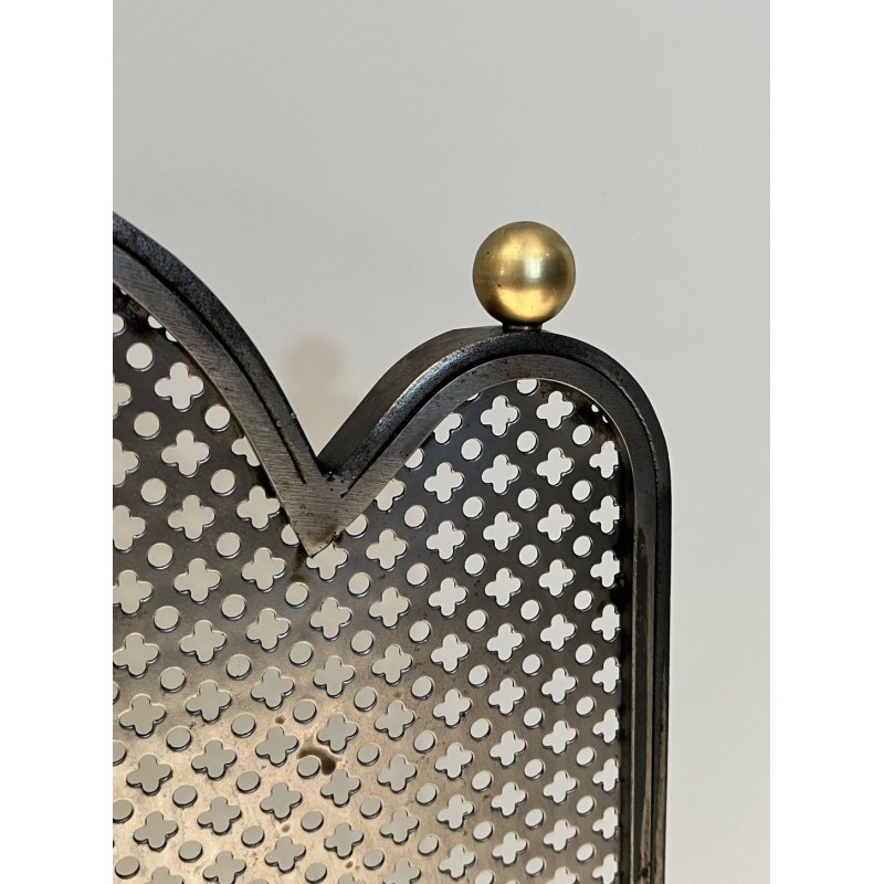 Pare-Feu Moderniste en Acier et Laiton