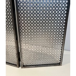 Pare-Feu Moderniste en Acier et Laiton