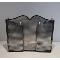 Pare-Feu Moderniste en Acier et Laiton