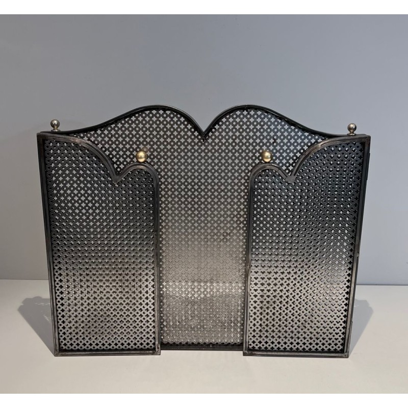 Pare-Feu Moderniste en Acier et Laiton