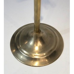 Brass Fireplace Companion Set with Angled Duck-Head Handles on Stand. In the Style of Maison Jansen. France. Circa 1970.