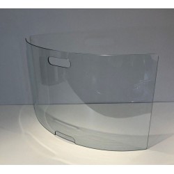 Grand Pare-Feu Design en Verre Clair Galbé à Poignée Intégrée. France. Vers 1980.