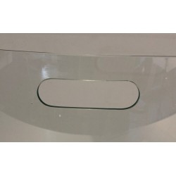 Large Curved Clear Glass Fireplace Screen with Integral Handle. France. Circa 1980.