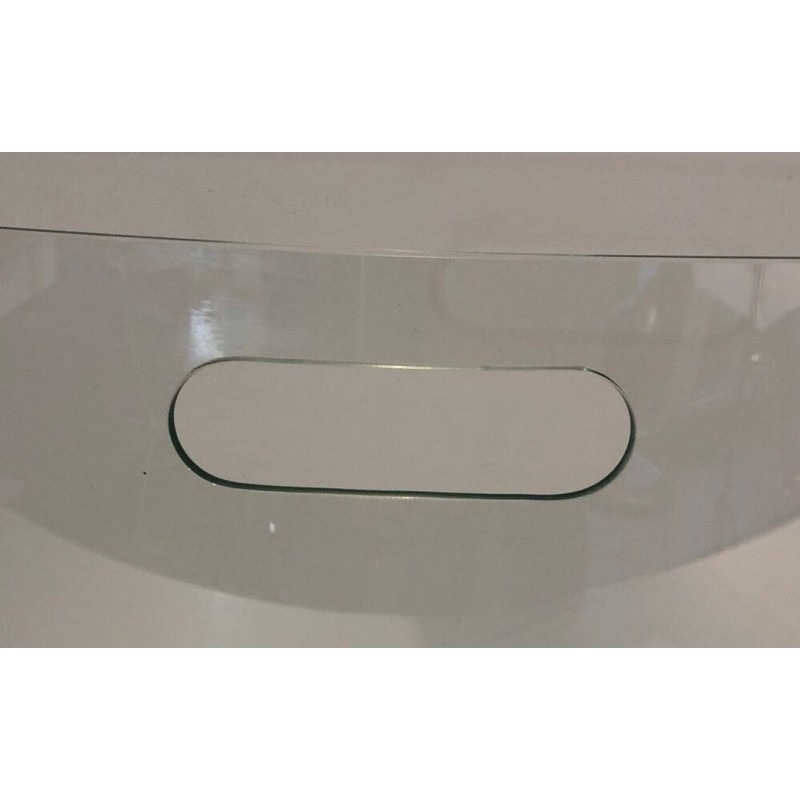 Large Curved Clear Glass Fireplace Screen with Integral Handle. France. Circa 1980.