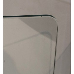 Grand Pare-Feu Design en Verre Clair Galbé à Poignée Intégrée. France. Vers 1980.