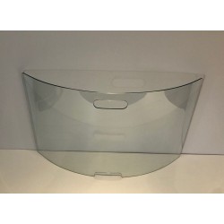 Large Curved Clear Glass Fireplace Screen with Integral Handle. France. Circa 1980.