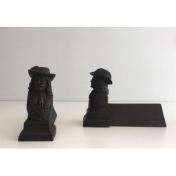 Pair of Cast Iron Musketeer Andirons, France, circa 1950