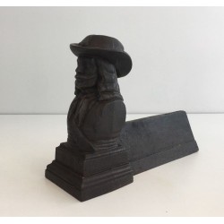 Pair of Cast Iron Musketeer Andirons, France, circa 1950