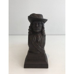 Pair of Cast Iron Musketeer Andirons, France, circa 1950