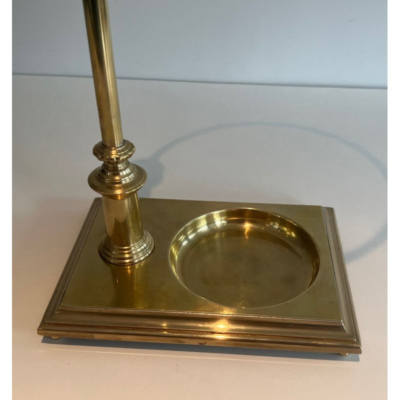 Neoclassical Brass Umbrella Stand with Ring Holder and Square Plinth Base, France, circa 1970