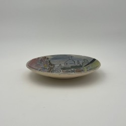 Decorative Ceramic Plate Depicting Montmartre, Signed L. Bemelans, Tapis Vert Vallauris, circa 1970