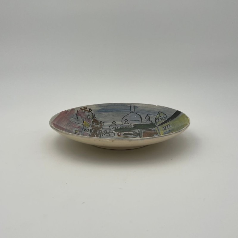 Decorative Ceramic Plate Depicting Montmartre, Signed L. Bemelans, Tapis Vert Vallauris, circa 1970