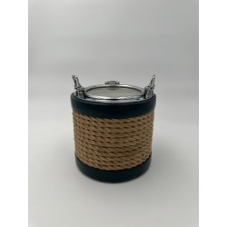 Chrome, Leather and Rope Ice Bucket in the Style of Jacques Adnet, France, circa 1950